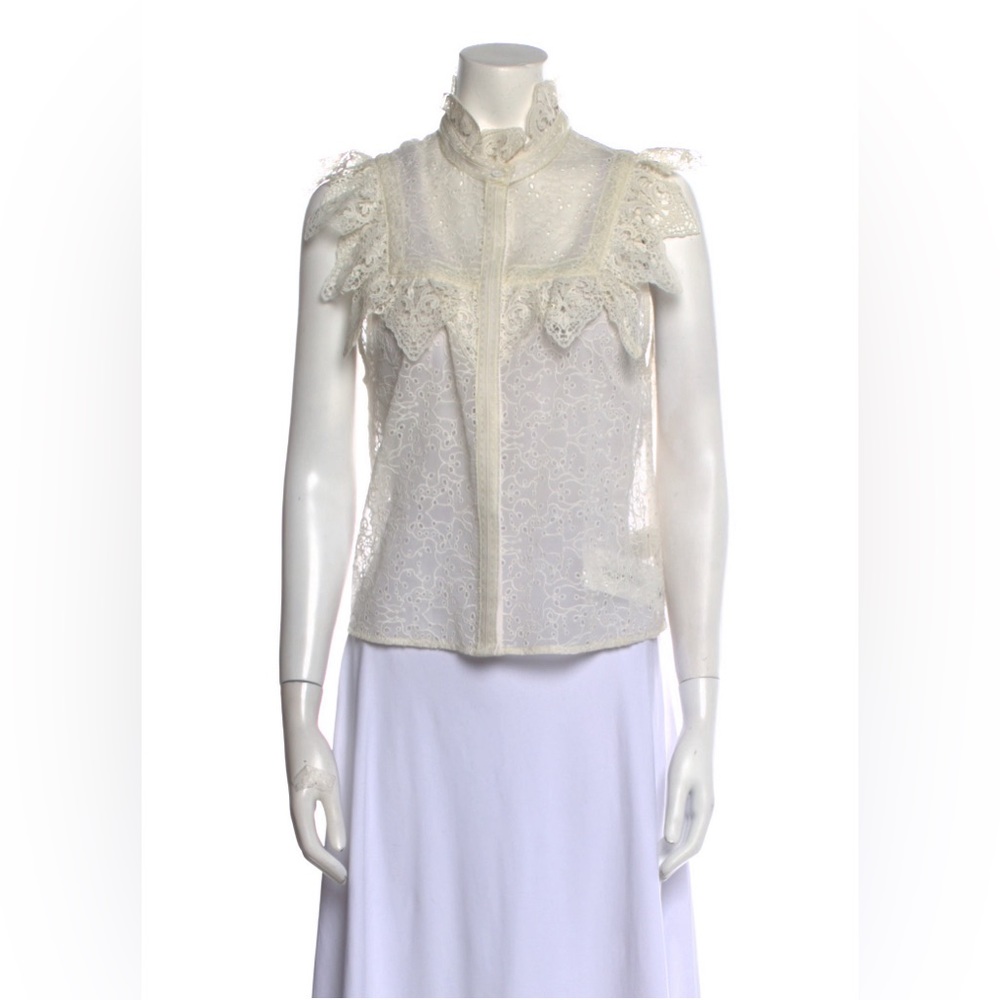 Alice + Olivia Vintage Lace Blouse S MSRP $330